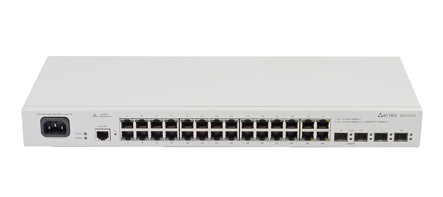 Ethernet-коммутатор MES2428, 24x1G RJ45 + 4xCombo (RJ45/SFP), L2, 220V AC